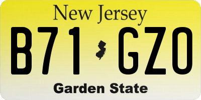 NJ license plate B71GZO