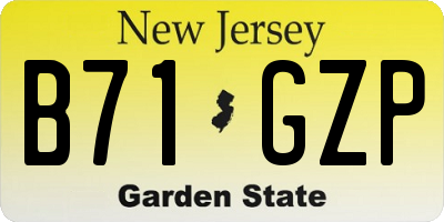 NJ license plate B71GZP