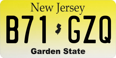 NJ license plate B71GZQ