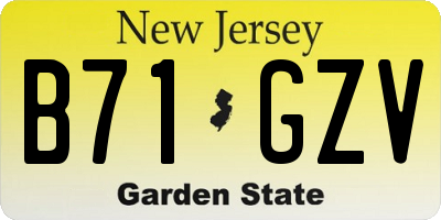 NJ license plate B71GZV
