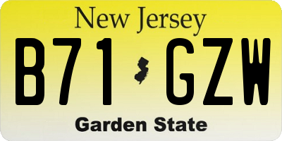 NJ license plate B71GZW