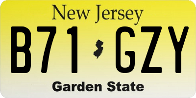NJ license plate B71GZY