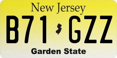 NJ license plate B71GZZ