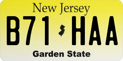 NJ license plate B71HAA