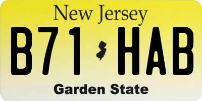NJ license plate B71HAB