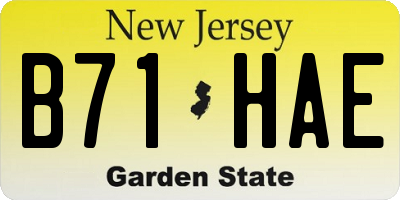 NJ license plate B71HAE