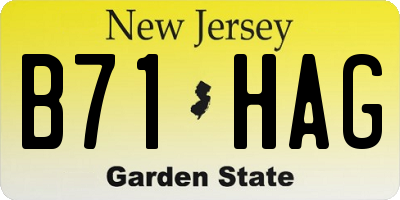 NJ license plate B71HAG