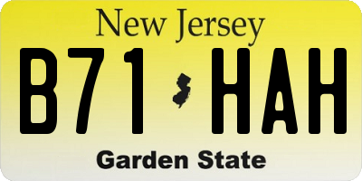 NJ license plate B71HAH
