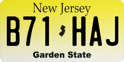 NJ license plate B71HAJ
