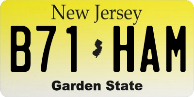 NJ license plate B71HAM