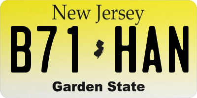 NJ license plate B71HAN