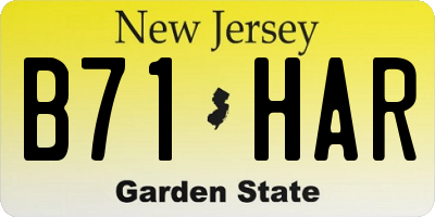 NJ license plate B71HAR