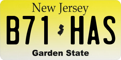 NJ license plate B71HAS