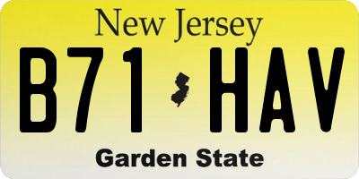 NJ license plate B71HAV