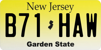 NJ license plate B71HAW