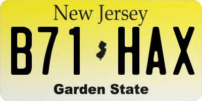 NJ license plate B71HAX