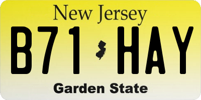 NJ license plate B71HAY