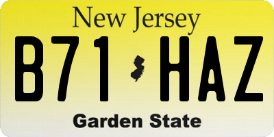 NJ license plate B71HAZ