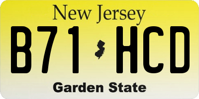 NJ license plate B71HCD