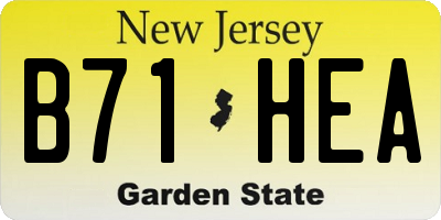 NJ license plate B71HEA
