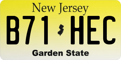 NJ license plate B71HEC