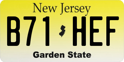 NJ license plate B71HEF