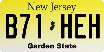 NJ license plate B71HEH