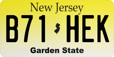 NJ license plate B71HEK