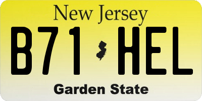 NJ license plate B71HEL