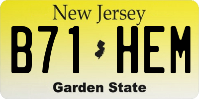 NJ license plate B71HEM