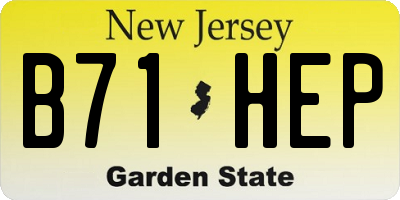 NJ license plate B71HEP