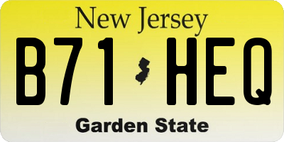 NJ license plate B71HEQ