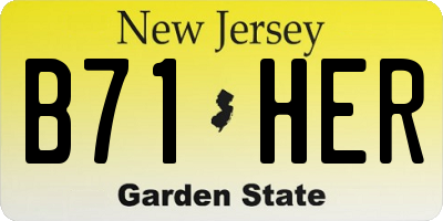 NJ license plate B71HER