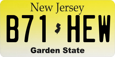 NJ license plate B71HEW