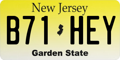 NJ license plate B71HEY