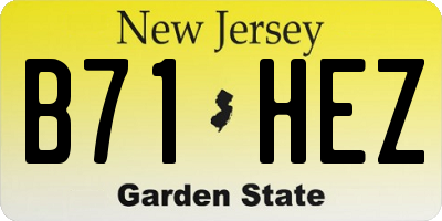 NJ license plate B71HEZ