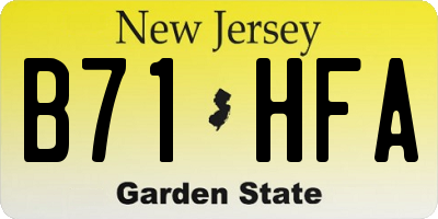 NJ license plate B71HFA