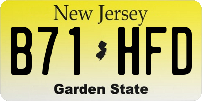 NJ license plate B71HFD