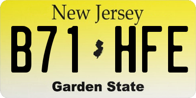 NJ license plate B71HFE