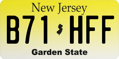 NJ license plate B71HFF