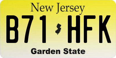 NJ license plate B71HFK