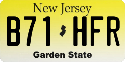 NJ license plate B71HFR