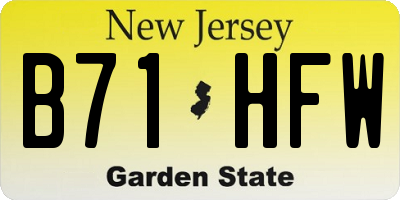 NJ license plate B71HFW