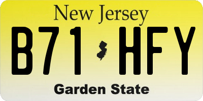 NJ license plate B71HFY