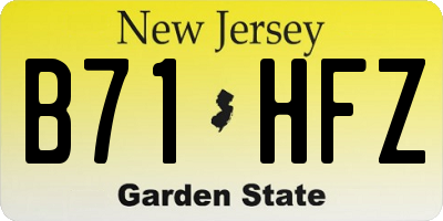 NJ license plate B71HFZ