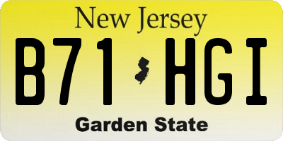 NJ license plate B71HGI