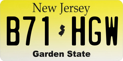 NJ license plate B71HGW