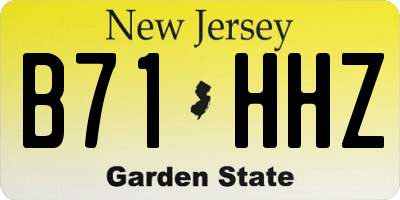 NJ license plate B71HHZ