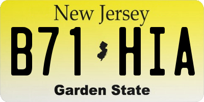 NJ license plate B71HIA