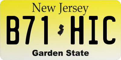 NJ license plate B71HIC